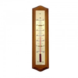 Thermomètre en bois festonné finition miel patiné
