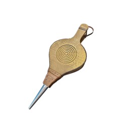 Soufflet de cheminée GRILLON  bois teinté noyer avec rosace - 47cm x 19cm : Tourlonias