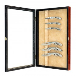 Vitrine murale pour 10 couteaux finition loupe d'orme