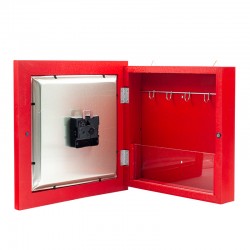 Pendule range-clés carrée avec cadre rouge