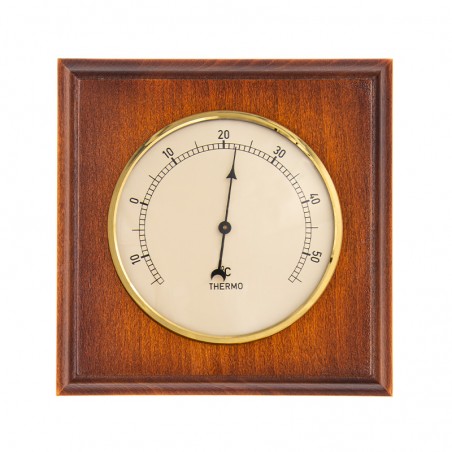 Thermomètre carré en bois finition merisier
