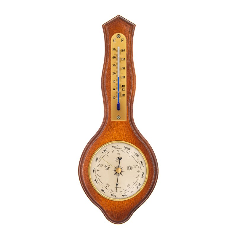 Baromètre thermomètre en bois octogonal finition merisier : Tourlonias